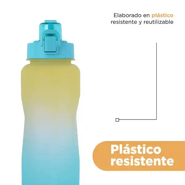 Cilindro Plástico Con Asa Amarillo y Azul 2 L Miniso
