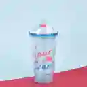 Vaso Plástico Con Pitillo de Serie Mini Family 600 mL Miniso