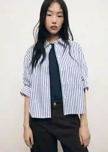 Camisa Gigi Celeste Talla L Mujer Mango