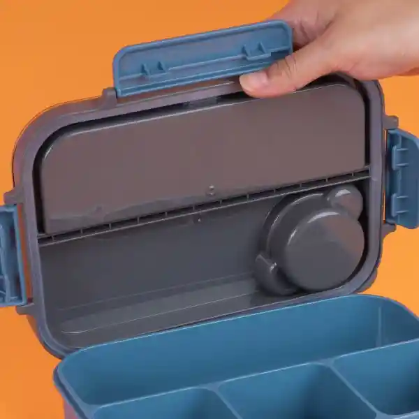 Contenedor Para Alimentos Azul y Negro 1300 mL Miniso