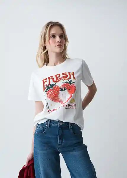 Camiseta Mujer Crudo Puro Claro Talla M 403G046 Naf Naf