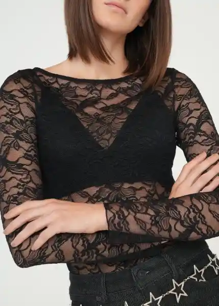 Camiseta Mujer Negro Puro Ultraoscuro Talla M 409g007 Naf Naf