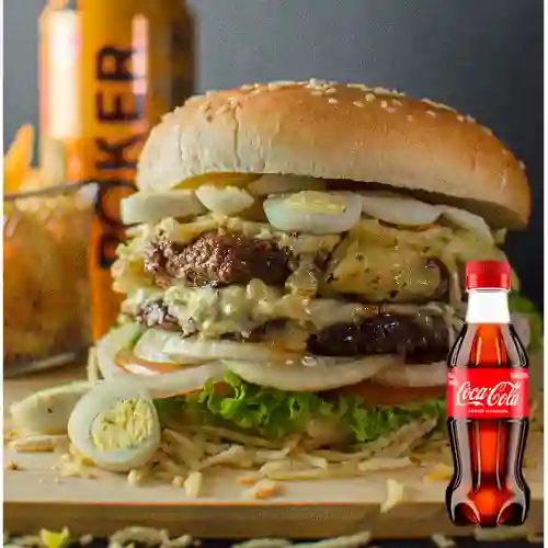 Combo Hamburguesa Doble de Res +Cocacola Orig 250ML