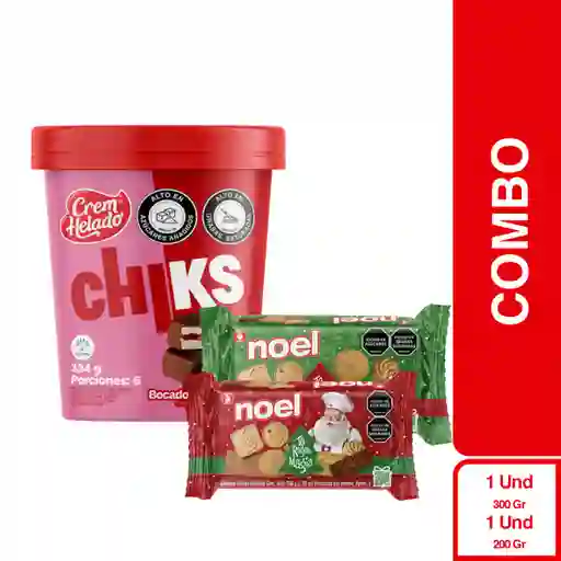 Combo Chicks Vaso Vainilla 324 g + Galleta Noel Surtidas 200 g