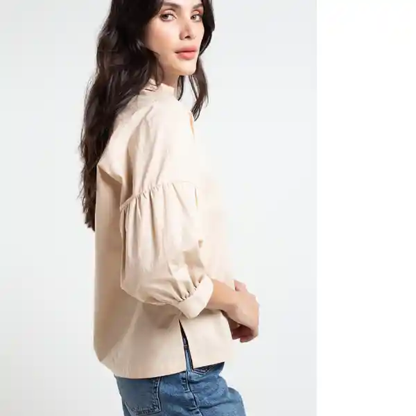  Camisa Gala Beige Goma Medio Talla L Naf-Naf 
