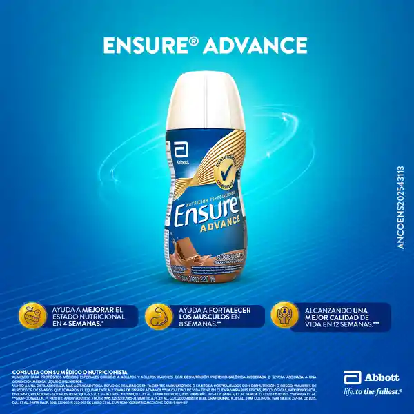 Ensure Advance Chocolate Con Proteína + Hmb Líquido