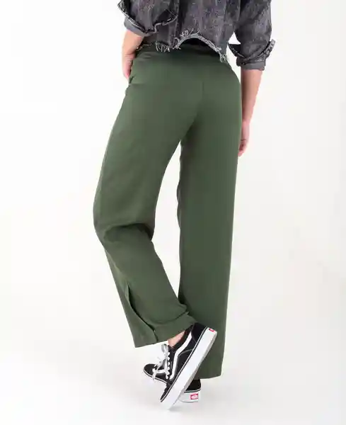 Pantalón Botón Interno Verde Hidai Ultra Oscuro Talla 4 Mujer Naf Naf