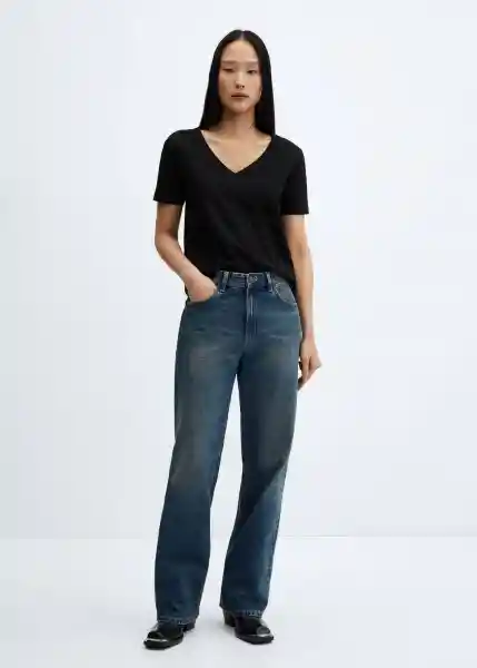 Camiseta Chalapi Negro Talla L Mujer Mango