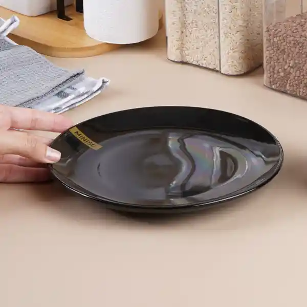 Plato de Cerámica Serie Silver Grey Negro Miniso