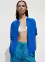 Camisa Moss Azul Talla M Mujer Mango