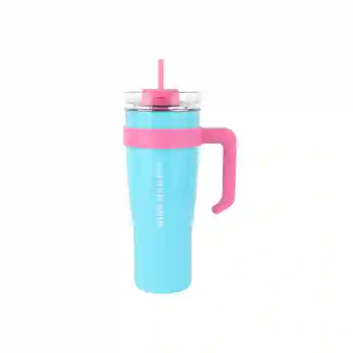 Vaso de Acero Con Pitillo Menta y Rosa 1600 mL Miniso