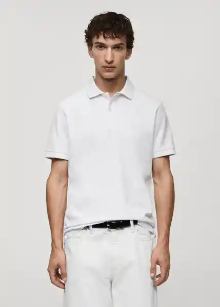 Camisa Polo Rea Blanco Talla XXL Hombre Mango