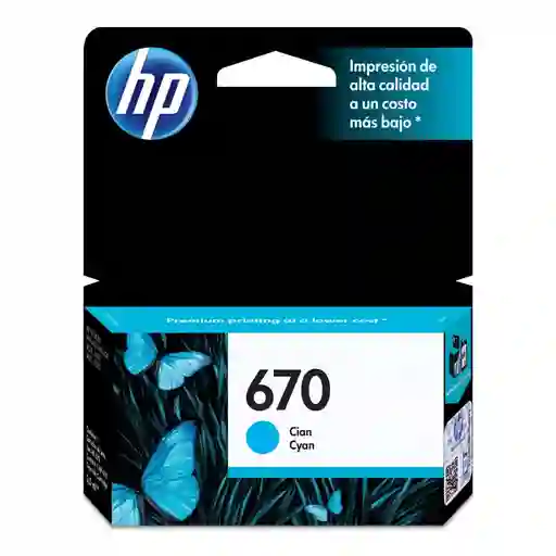 Cartucho De Tinta Hp 670 Cian Original (cz114al)