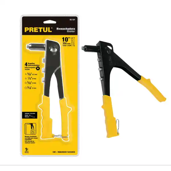 Pretul Remachadora 4 Boquillas Amarillo y Negro 10"