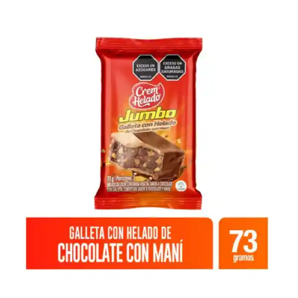 Jumbo Galleta Con Helado de Chocolate Con Maní Platillo