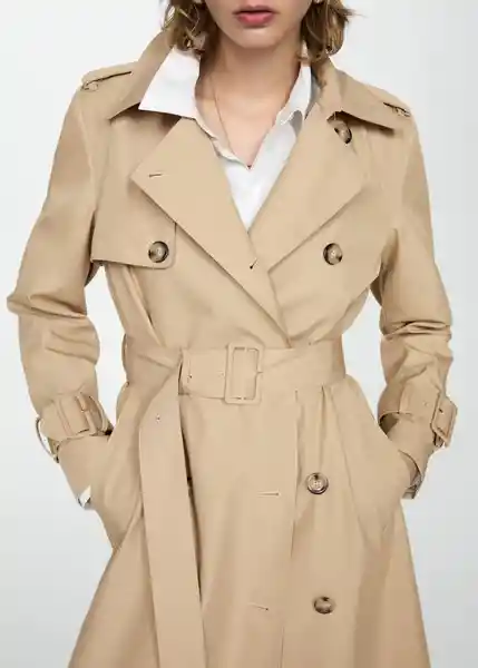 Saco Trench Eiffel Camel Talla S Mujer Mango