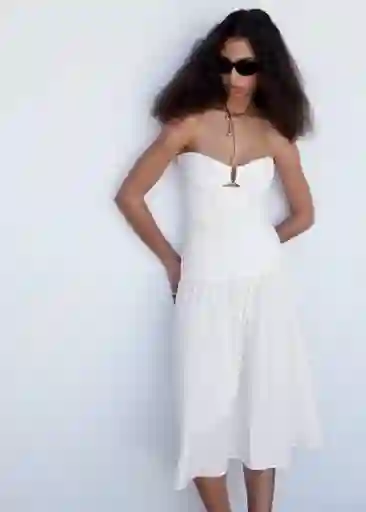Vestido Saritas Off White Talla S Mujer Mango
