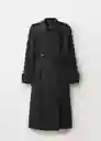 Abrigo Trench Eiffel Negro Talla XS Mujer Mango