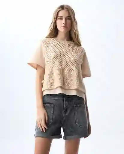 Camiseta Mujer Beige Talla M 601G005_BEI141209 Americanino
