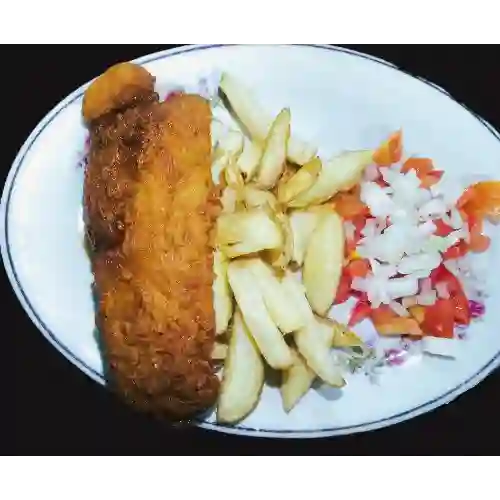 Seco con filete de pescado apanado