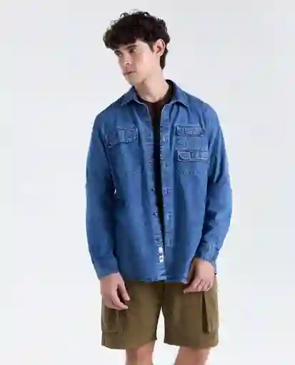 Camisa Hombre Azul Talla M 519G000_AZU174021 Americanino