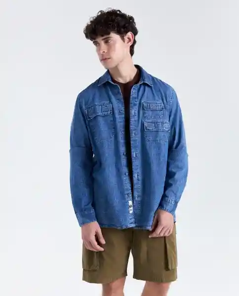 Camisa Hombre Azul Talla M 519G000_AZU174021 Americanino