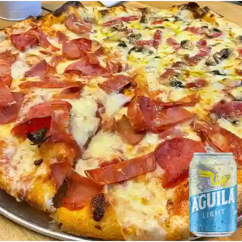 Cmb pzz4carnes+cerveza águila light330ml