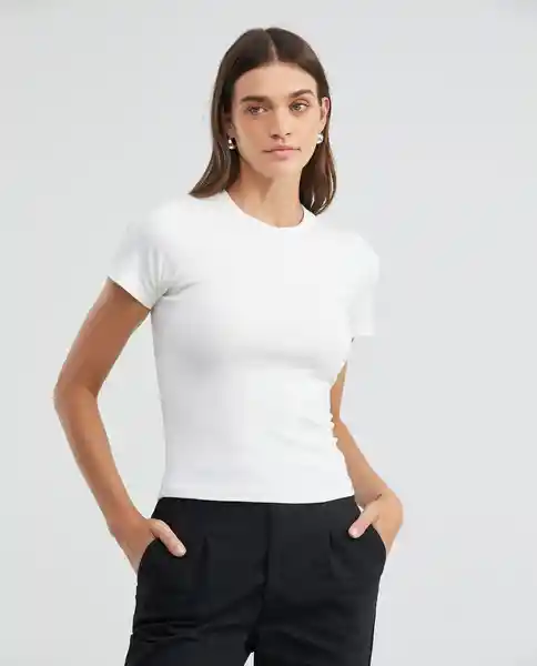 Essential Crewneckrib Tee Blanco Talla S Mujer Chevignon