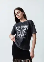 Camiseta Mujer Negro Puro Ultraoscuro Talla S 409F049 Naf Naf