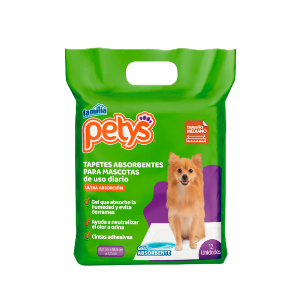 Petys Tapetes Absorbentes Mascotas Pequeños 12 Unds