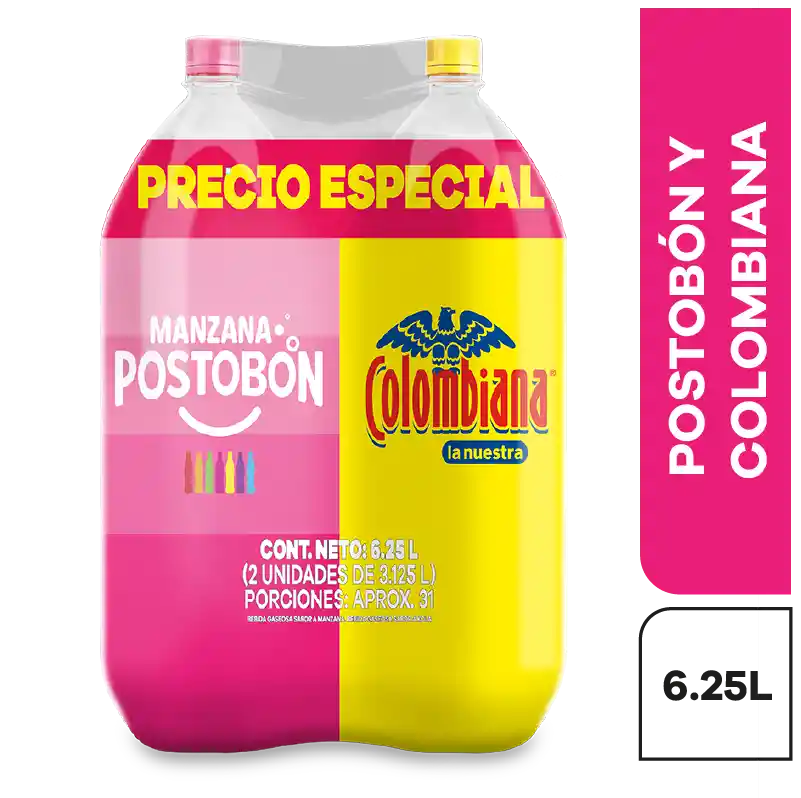 Postobón Pack de Gaseosa Manzana y Colombiana