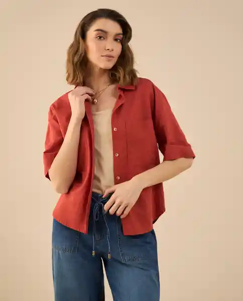 Camisa Rojo Cereza Oscuro Talla XS 612G023 Esprit