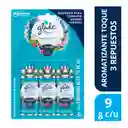 Glade Aromatizante Toque Paraíso Azul  3 repuestos, 27g.