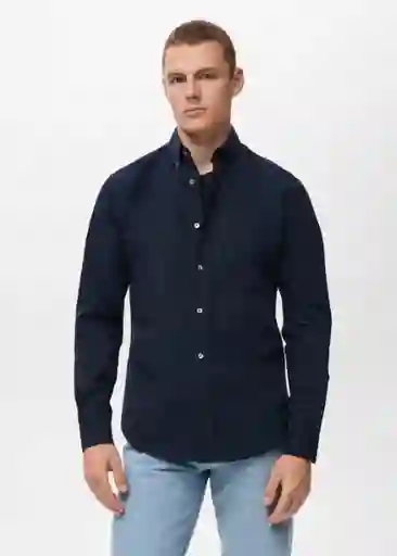 Camisa Twill Navy Talla M Hombre Mango