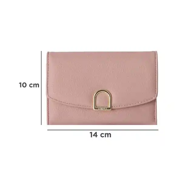 Cartera Para Mujer Con Hebilla Dorada Rosa Serie Miniso