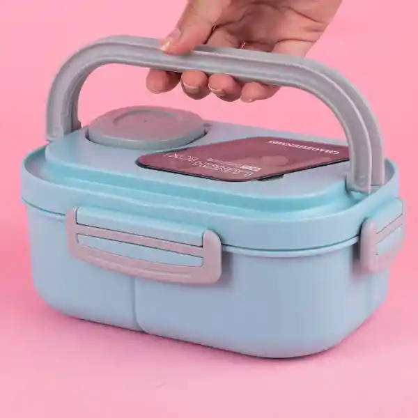 Contenedor Para Alimentos de Doble Capa Con Asas Azul Miniso