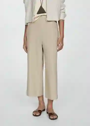 Pantalón Linovis Beige Talla M Mujer Mango