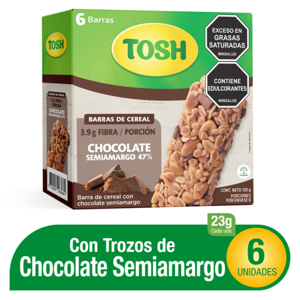 Tosh Barra de Cereal con Chocolate Semiamargo 138 g