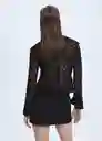 Falda Franc Negro Talla 42 Mujer Mango