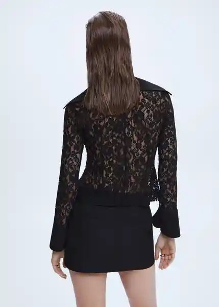 Falda Franc Negro Talla 42 Mujer Mango
