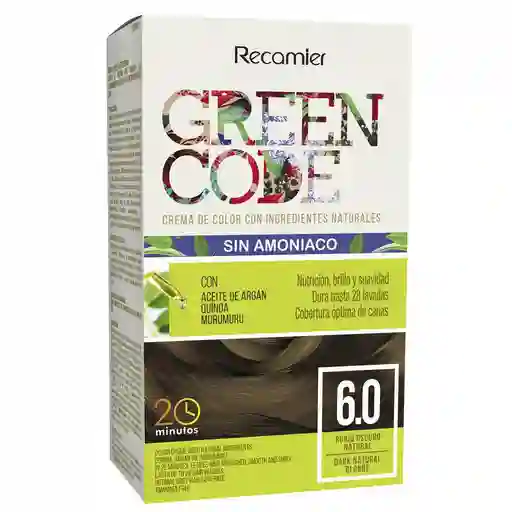 Green Code Tinte sin Amoniaco 6.0 Rubio Oscuro Natural 
