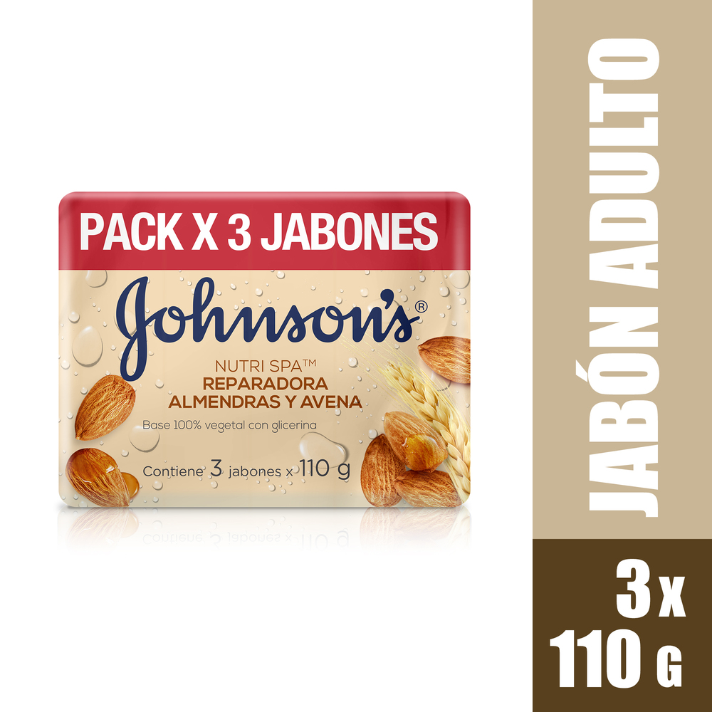 Jabón en Barra Johnson's Almendras y Avena 3 x 110g