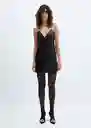 Vestido Lila Negro Talla S Mujer Mango