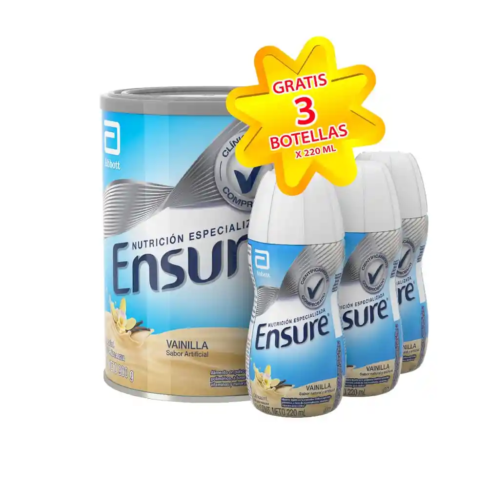 Oferta Ensure Base Vainilla 900gr gratis 3 RPB vainilla 220ml