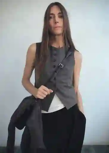 Chaleco Gabo Gris Talla S Mujer Mango