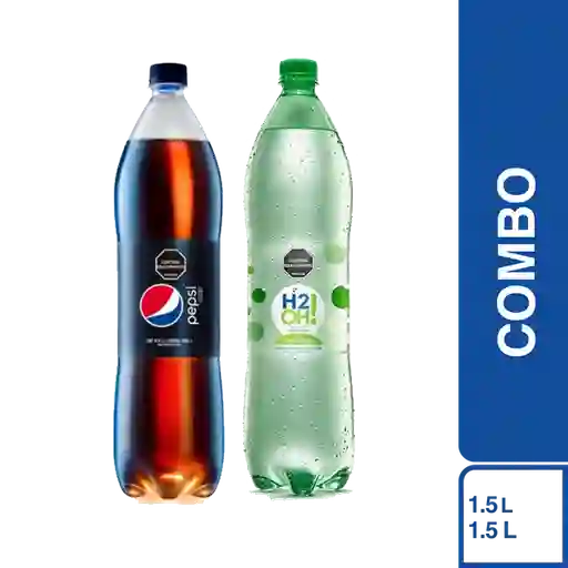 Combo Gaseosa Pepsi Sin Azúcar 1.5 L+ H2Oh! Lima Limón