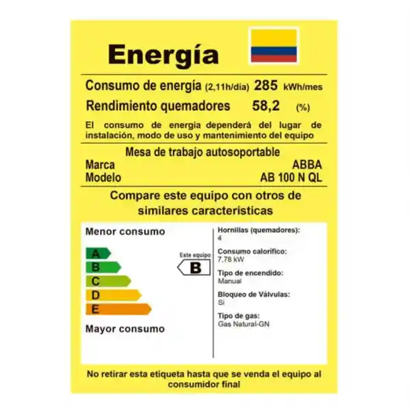 Abba Estufa de Piso Con Gabinete Gas 4 Puestos At 100-5 Ql