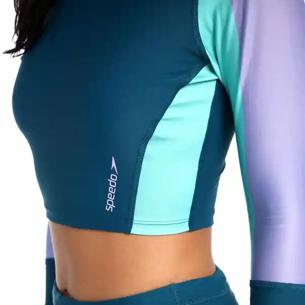 Crop Top Manga Larga Sunshine Huli Dark Teal Mujer T XL Speedo