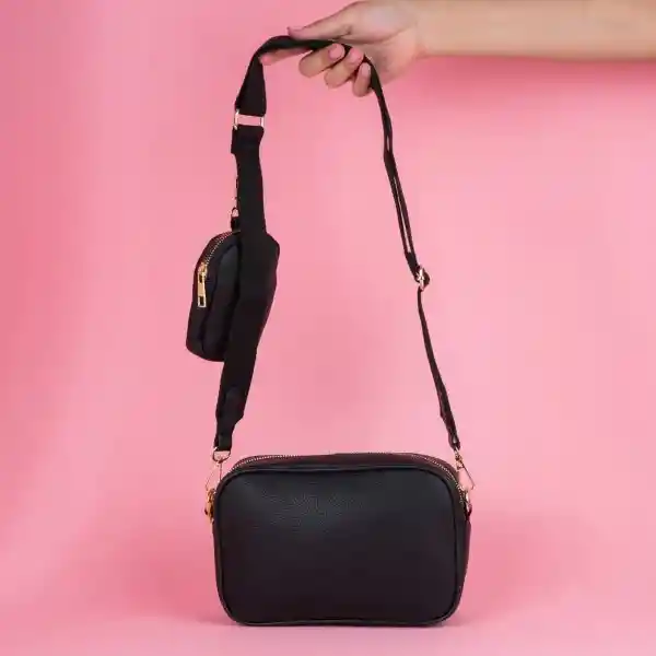 Bolso Crossbody y Monedero 2 en 1 Texturizado Negro Miniso