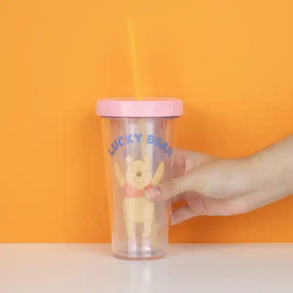 Vaso de Plástico Con Pitillo de la Winnie The Pooh Miniso